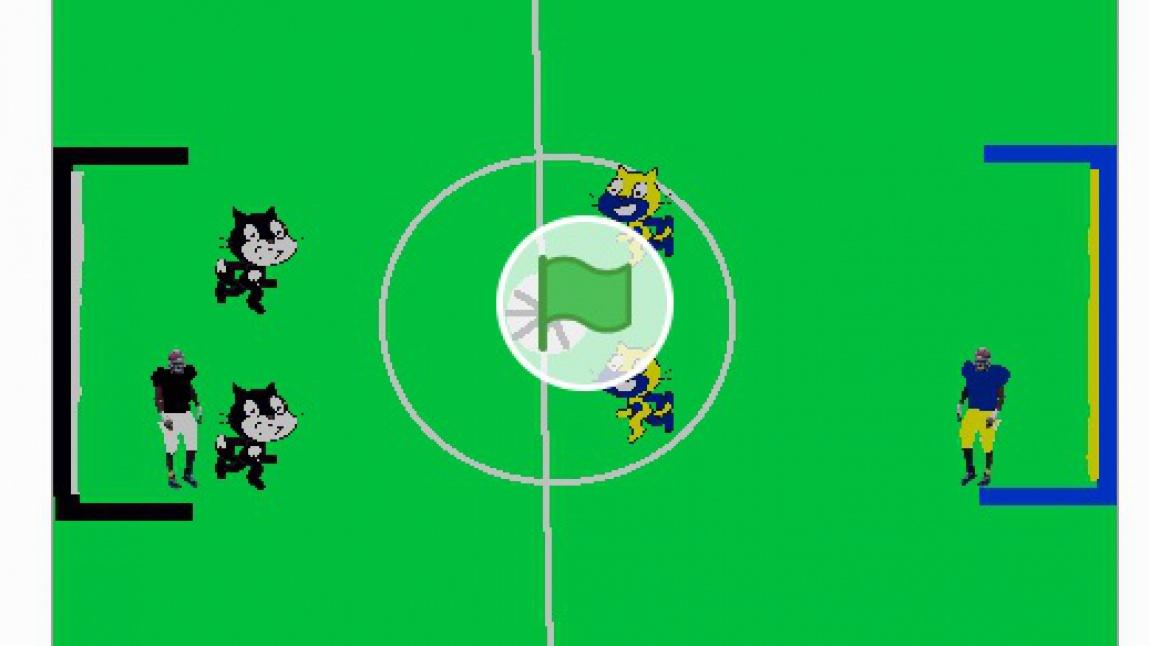 6. Sınıf öğrencilerimiz tarafından Scratch programında hazırlanan Kedi Futbolu oyunu